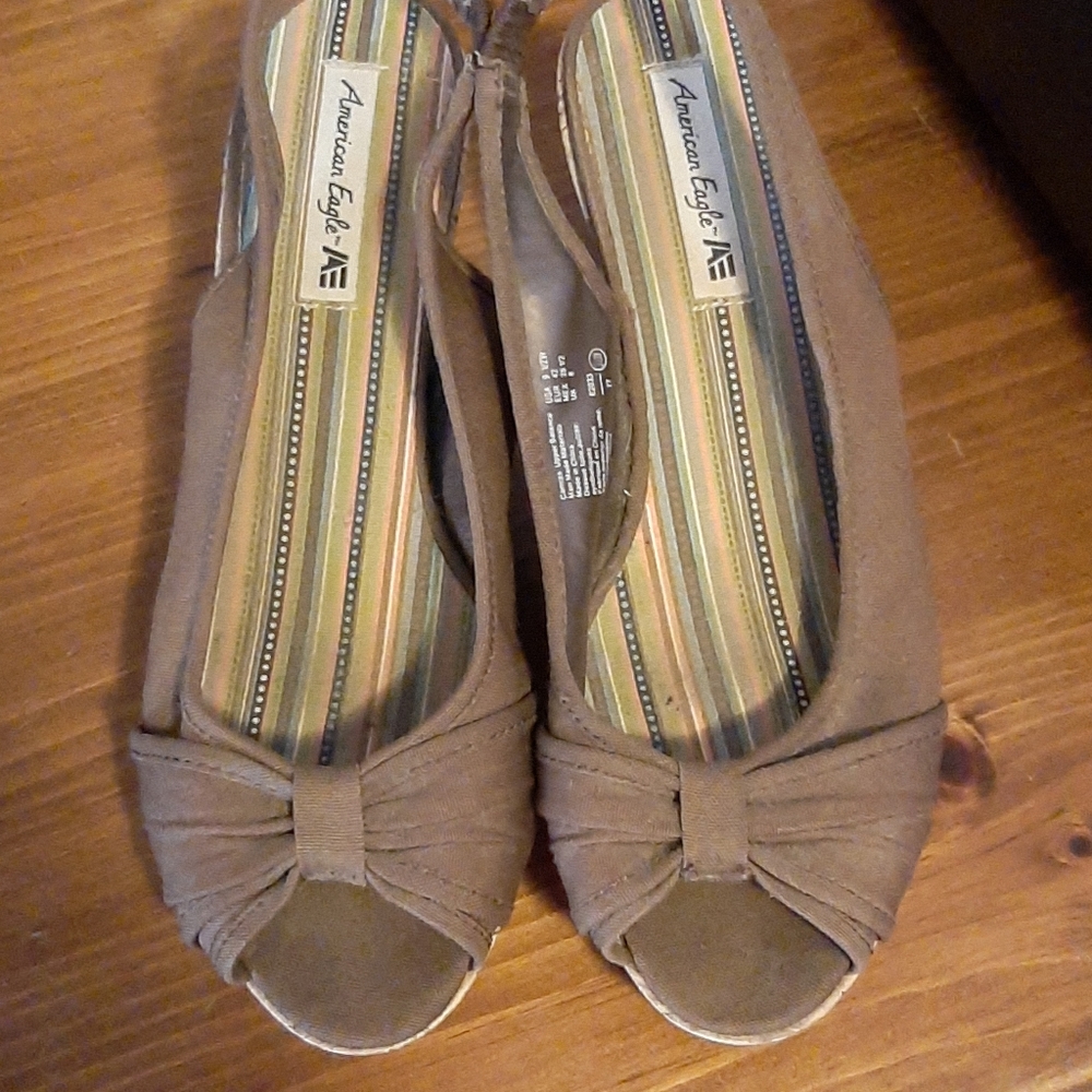 brown open toe wedges